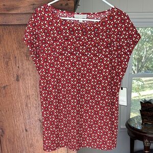 NWT Dana Buchanan Red, Black, White and Yellow Geometric Blouse